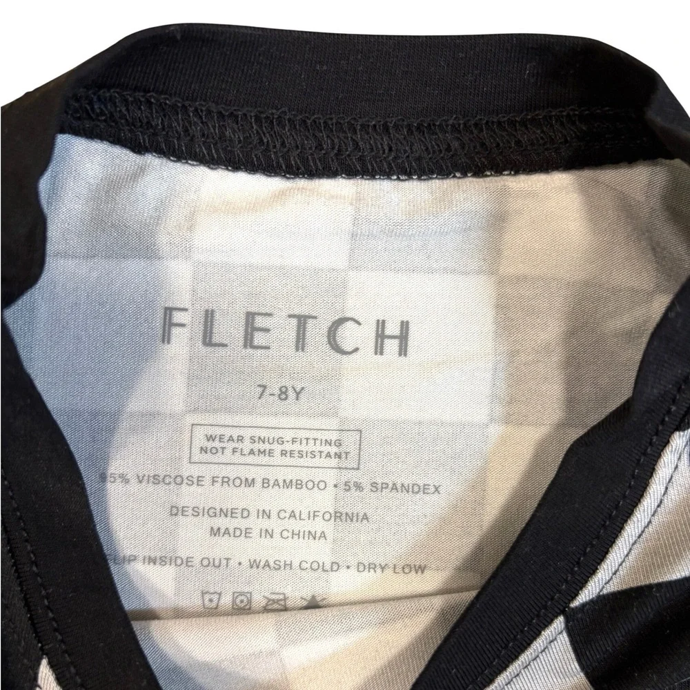 Fletch Kids Gray Fully Checked-Out 2 Piece‎ Bamboo Pajama Set 7/8Y NEW